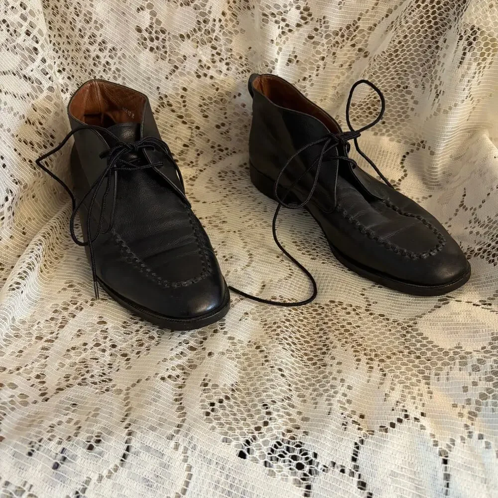 Bruno Magli Men's US 10 Black Leather Moc-Toe Ankle Height Chukka Boots